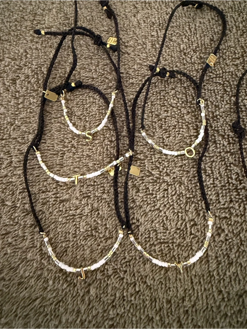 Pura Vida Delicate Black Cord Bracelet Set with Gold Accents